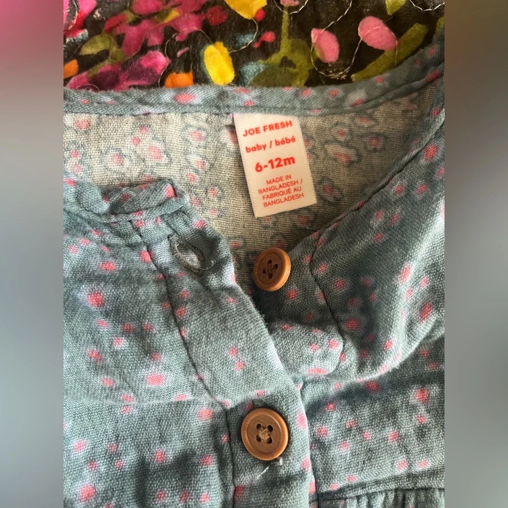 NEW Cotton Baby Blue & Pink Button-Up Romper